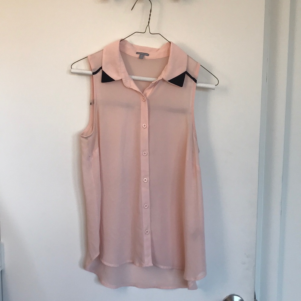 Light pink with black detail button down blouse